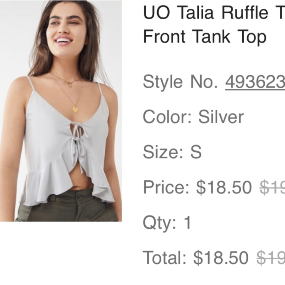 UO Metallic Flouncy Tank Top